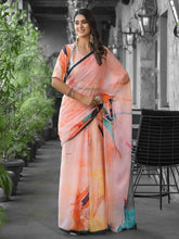 Printed Georgette Readymade Saree With Stitched Blouse